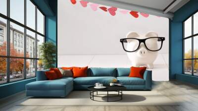 Piggy bank wearing black glasses Wall mural