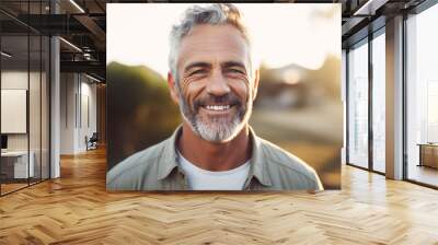 Portrait of a middle-aged man outside Wall mural