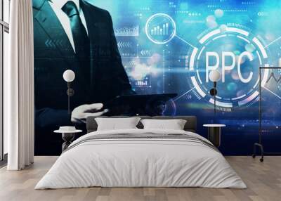 PPC - Pay per click concept with businessman holding a tablet computer Wall mural