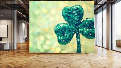 Saint Patricks Day green clover ornament Wall mural