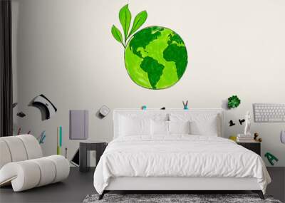 Save earth concept with collection of electronic gadgets and office supplies Wall mural