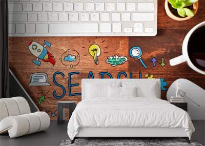 Search concept with workstation Wall mural