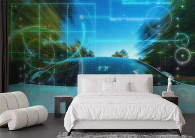 Self-driving autonomous electric driverless car technology theme Wall mural