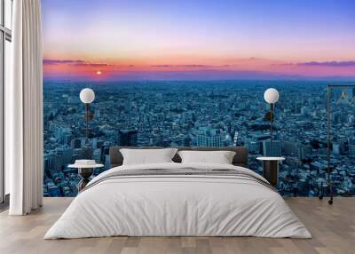 Skyscrapersat sunset in Shinjuku, Tokyo, Japan Wall mural