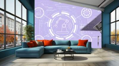 Smart industry concept with two people working together Wall mural