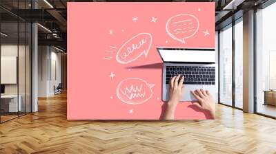 Speech bubbles and a laptop computer Wall mural