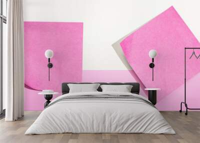 Sticky notes with shadow overhead view - flat lay Wall mural