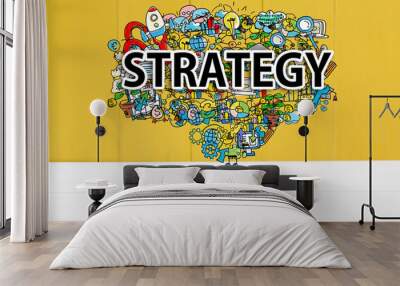 Strategy concept with smartphone Wall mural