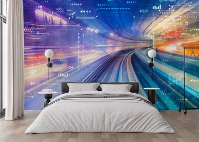 Technology screen with abstract high speed technology POV motion blur Wall mural