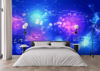 Technology screen with technology blurred abstract light background Wall mural