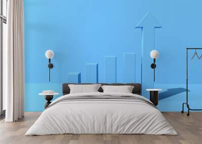 Upward bar graph and arrow Wall mural