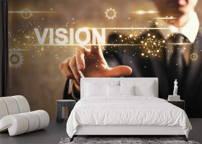 Vision text with businessman Wall mural