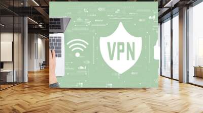 VPN concept with person using a laptop computer Wall mural