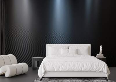 Black carbon fiber background reflecting three light sources Wall mural