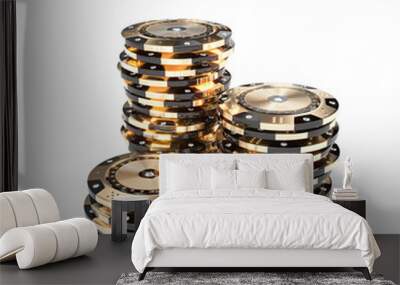 casino luxury chips in gold and black with diamond inserts Wall mural