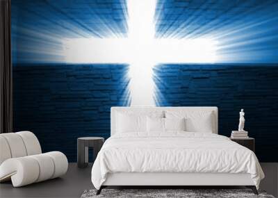 Christian cross of light Wall mural