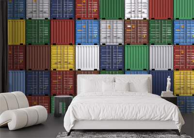 Colorful stack of shipping containers Wall mural