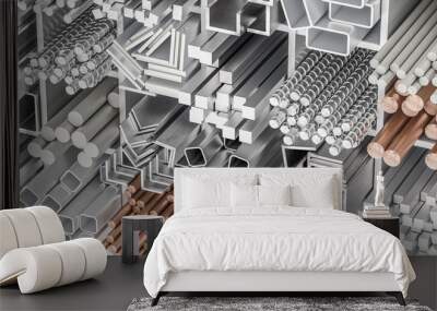 different kind of metallic profiles Wall mural