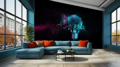 explosion of a traditional electric bulb. Wall mural