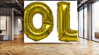 gold lettering with metallic balloons. Wall mural