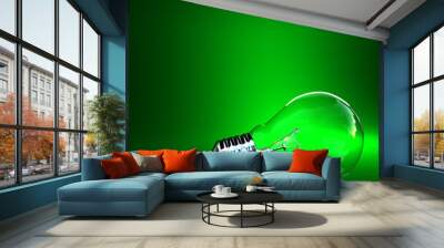 green eco background classic light bulb with space for write Wall mural