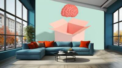 human brain coming out of a box. Wall mural