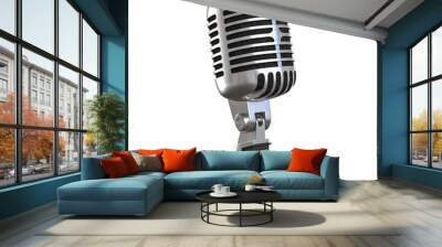 vintage metal microphone isolated on white Wall mural