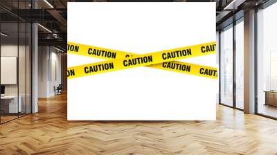 Yellow caution tape on transparent background Wall mural