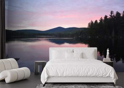 pink sunset on the lake Wall mural