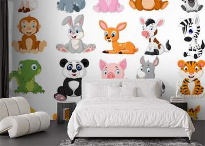 Cartoon animals collection set Wall mural