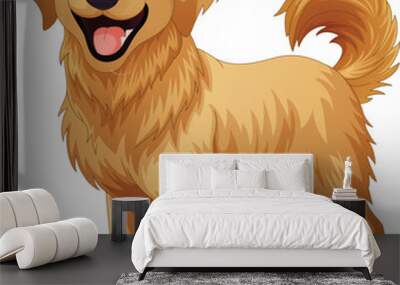 Cartoon happy golden retriever dog breed Wall mural