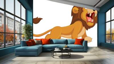 Cartoon lion roaring Wall mural