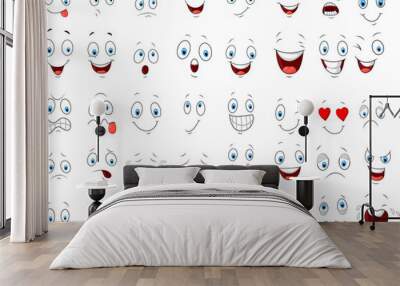 cartoon of various face expressions Wall mural