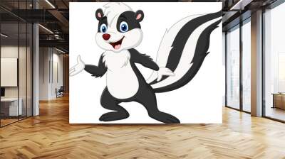 Cartoon skunk presenting on white background Wall mural