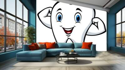 Cartoon strong tooth character Wall mural