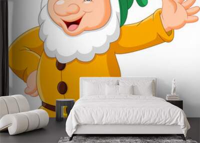 Happy cartoon dwarf isolated on white background Wall mural