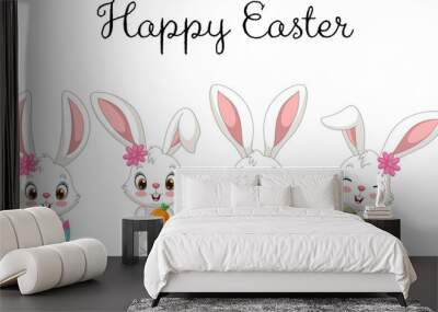 Illustration of cartoon cute Easter rabbit Wall mural