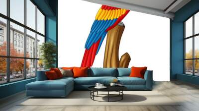 Illustration of macaw on a branch Wall mural