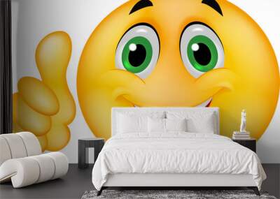 Smiley emoticon cartoon with thumb up Wall mural