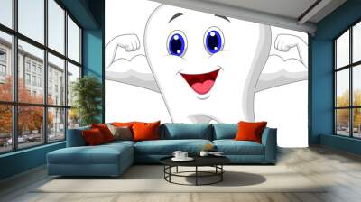 Strong tooth cartoon Wall mural