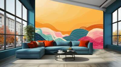 Asian waves and tropical waves and AAPI colors Wall mural