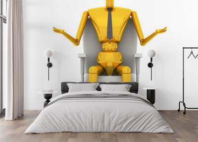 3d businessman doll is sitting on chair Wall mural