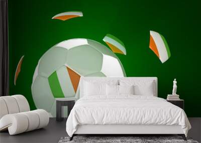 Ireland flag on 3d football Wall mural