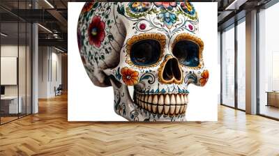 day of the dead skull isolated on a transparent background Wall mural