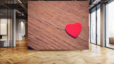 Valentines Day background, heart on wooden background Wall mural