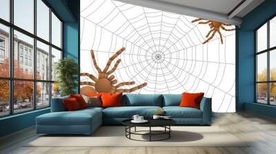 two spiders of a tarantula on a cobweb Wall mural