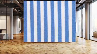 Macro image of a blue and white striped shirt. Wall mural