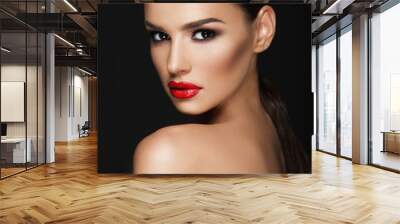 beautiful woman portrait, beauty on dark background Wall mural