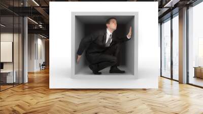 Businessman in a box Wall mural