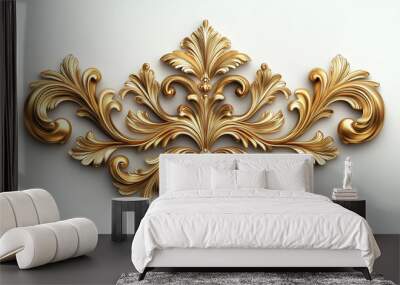 Ornate Gold Decorative Element. Elegant, ornate gold decorative element, showcasing intricate detailing and craftsmanship. Wall mural